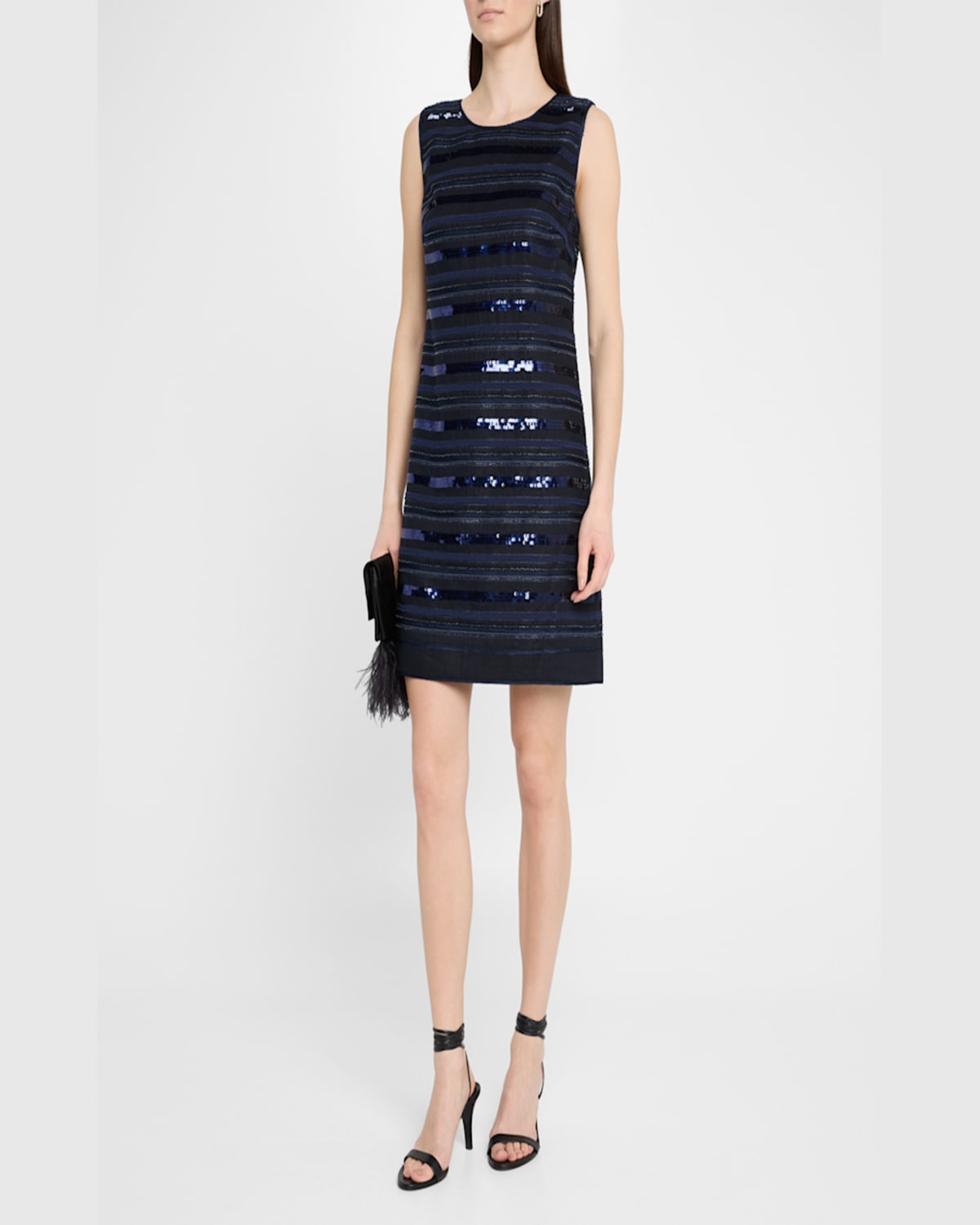 Kobi Halperin Jenae Sleeveless Beaded Linen Mini Dress In Navy
