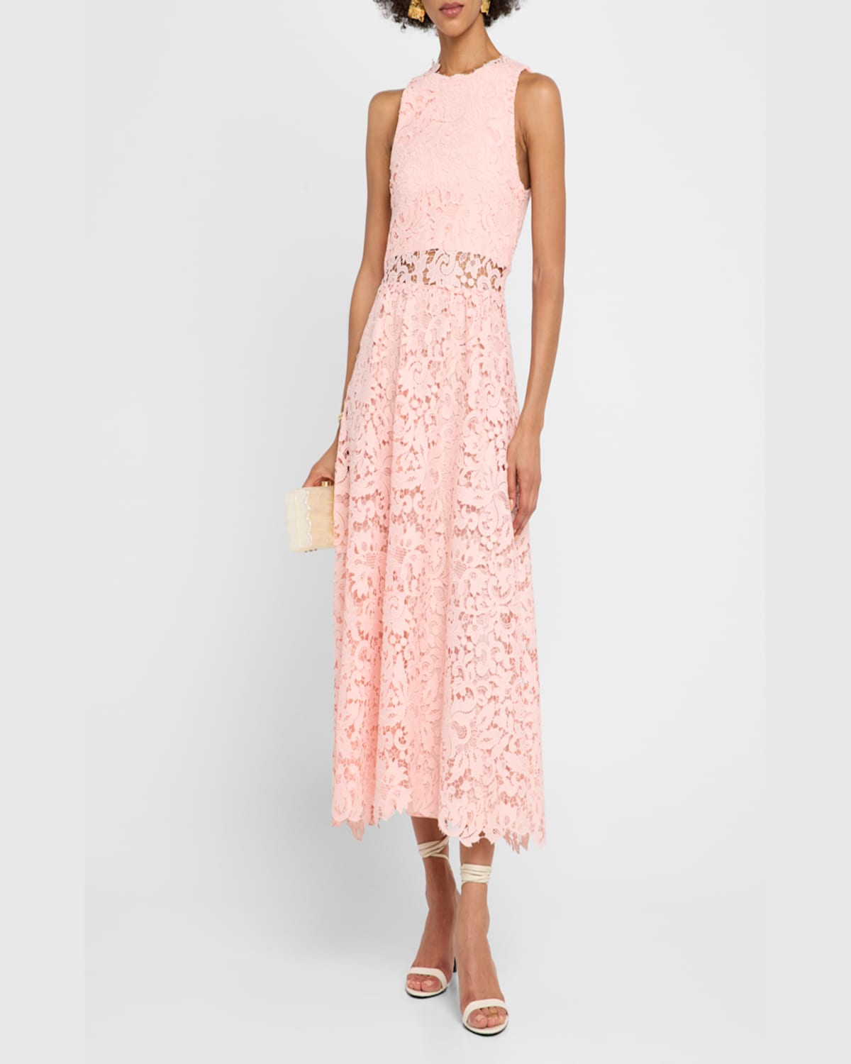 Alice And Olivia Babette Floral Lace Midi Dress