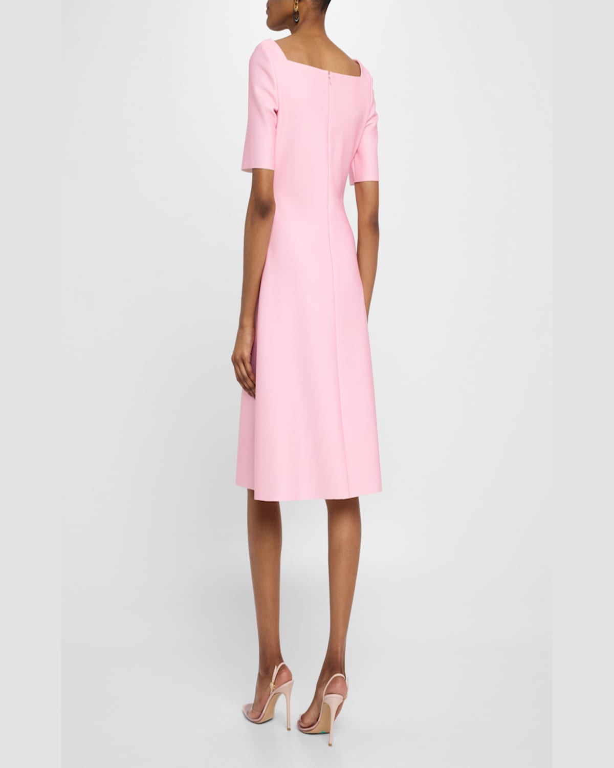 RICKIE FREEMAN FOR TERI JON FLORAL-PRINT SCUBA MIDI DRESS 
