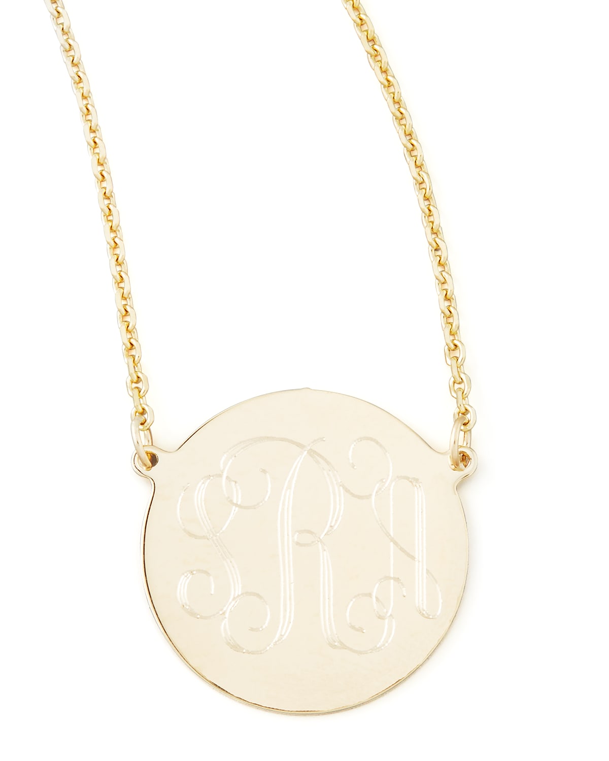 Cara Monogrammed 14k Gold Necklace, 5/8"