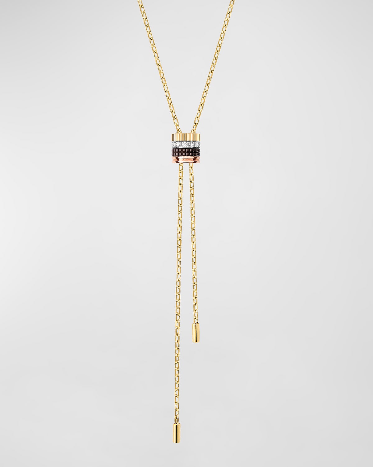 Quatre 18K Yellow Gold Ceramic and Diamond Small Tie Necklace