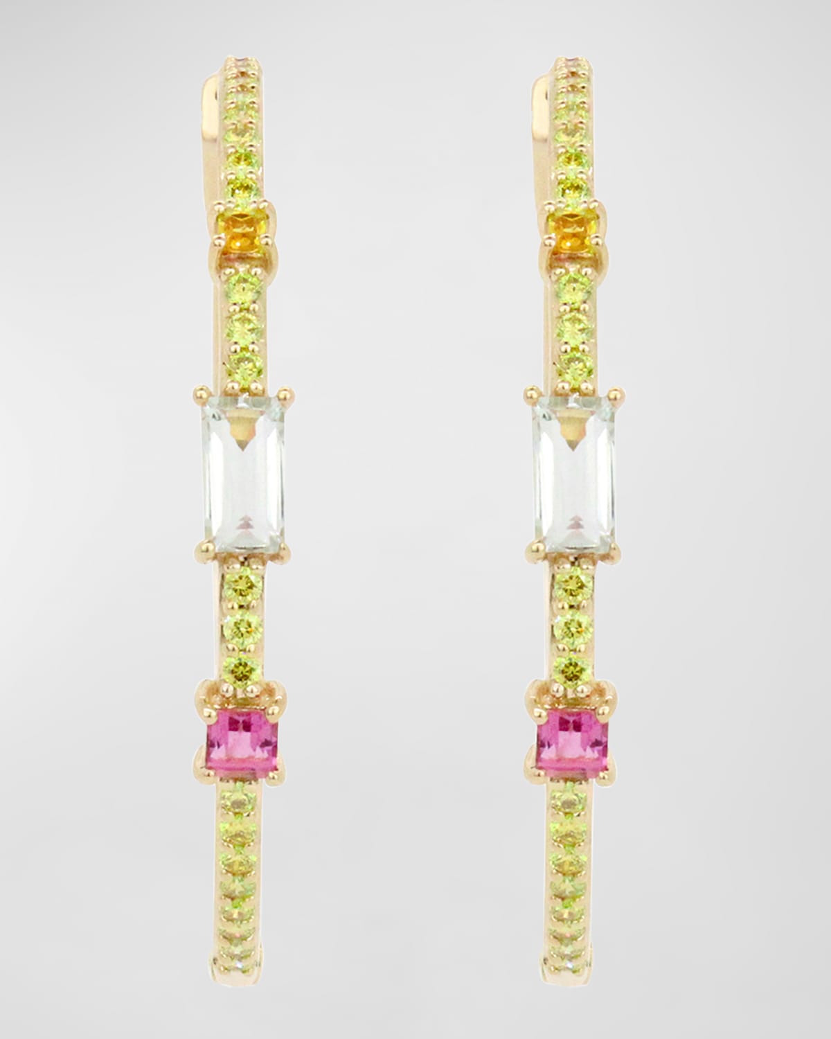 14k Multi-Stone Hoop Earrings