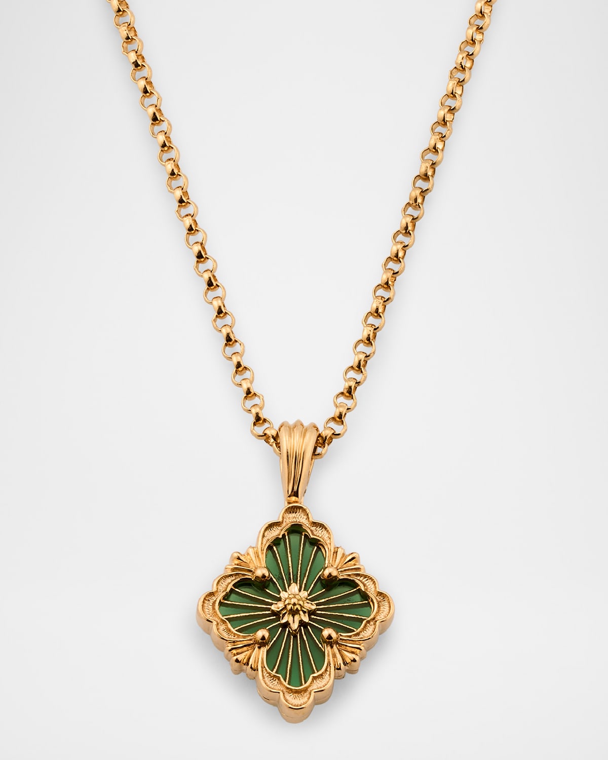 14K Yellow Gold Green Opera Tulle Pendant Necklace