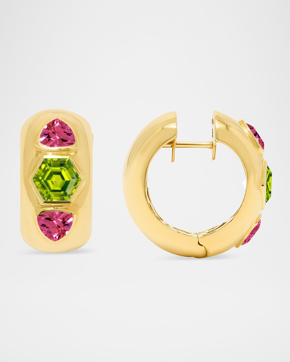 18K Yellow Gold The Deal Breaker Honeycomb Gemstone Hoop Earrings