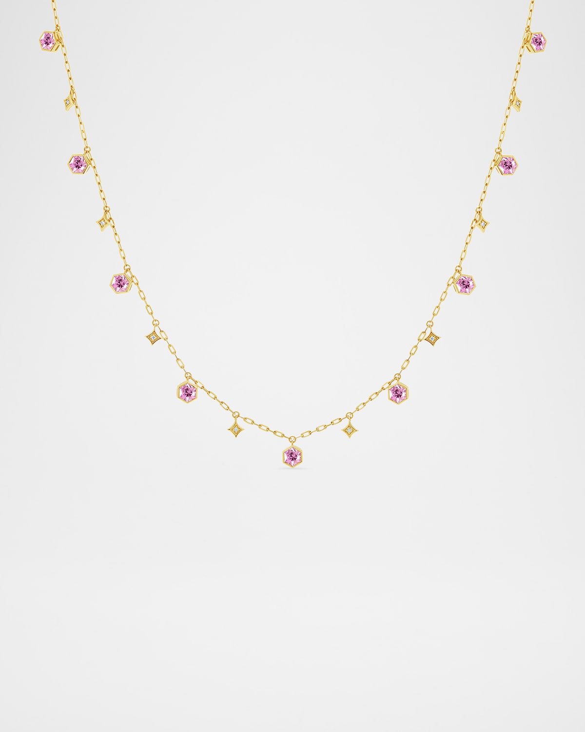 Nebula Star Charm Necklace in 18K Yellow Gold with Diamonds and Sapphires