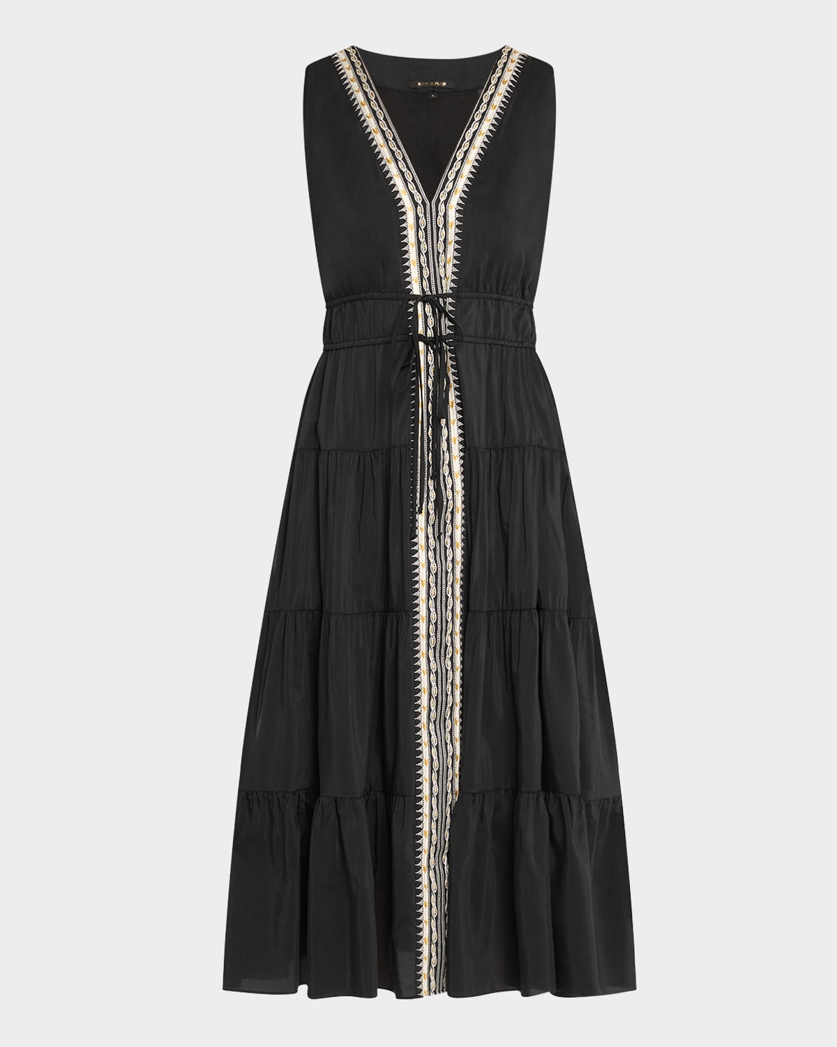 Edison Tiered Geo-Embroidered Midi Dress